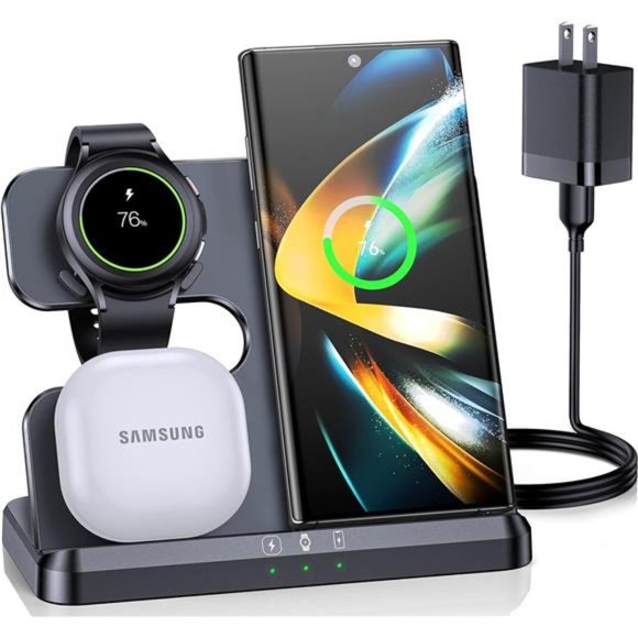 Wireless Charging Station for Samsung and Android 3 in 1 Fast Charger - Picture 1 of 6